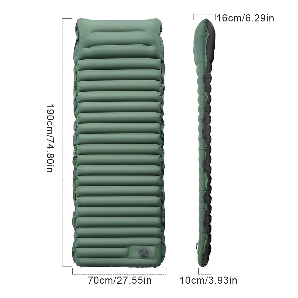 10cm Self-Inflating Sleeping Mat with Foot Pump & Pillow Ultralight Camping Mat Waterproof Camping Air Mattress for Outdoor Use - Primeshoppers