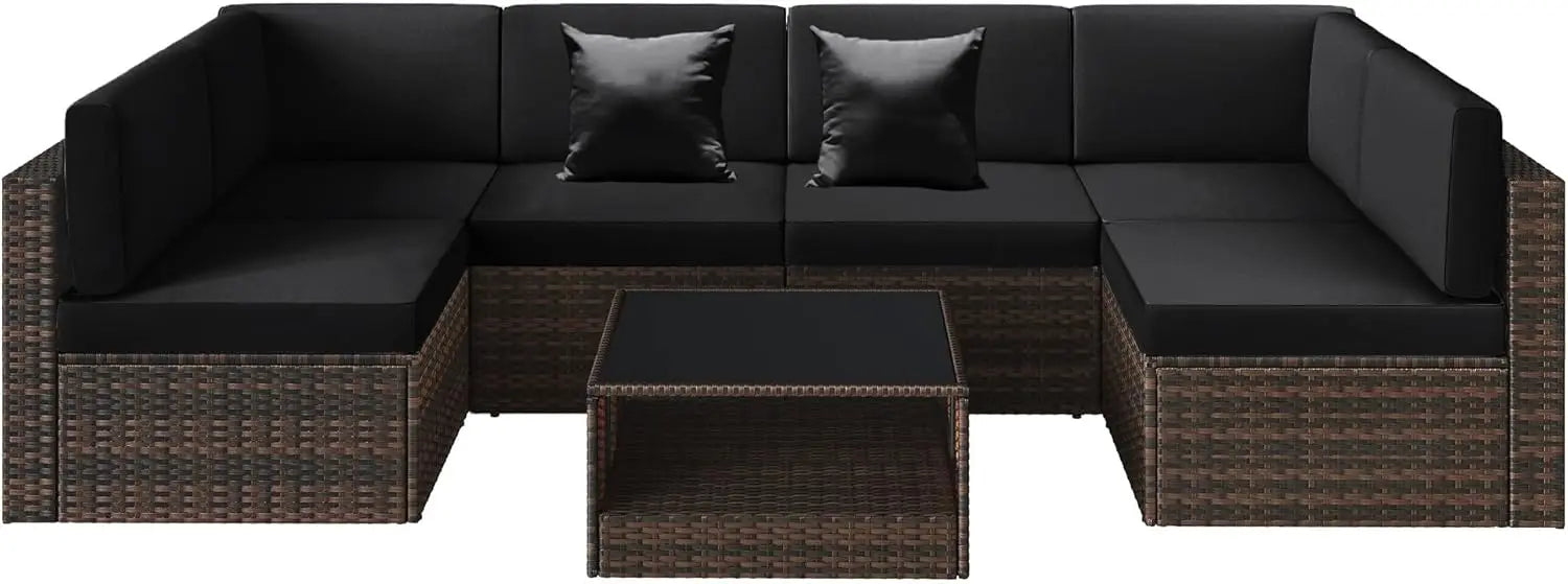 100% Waterproof Cushions Covers for Patio Outdoor Furniture, Sofa Cushion Covers with Zipper for 6-Seat Rattan Wicker Sectional - Primeshoppers