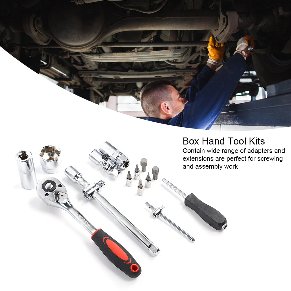 108Pcs Ratchet Wrench Set 1/4in 1/2in CR40 Steel Socket Kit - Primeshoppers