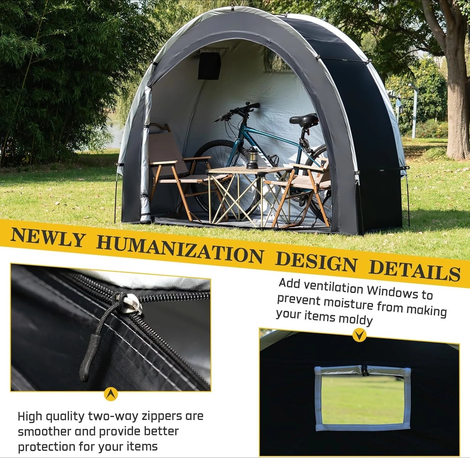 Bike Storage Shed Tent,Outdoor Portable Bicycle Storage Sheds with 210D Oxford Fabric PU4000 Waterproof for 2/3/4/6/8 Bikes