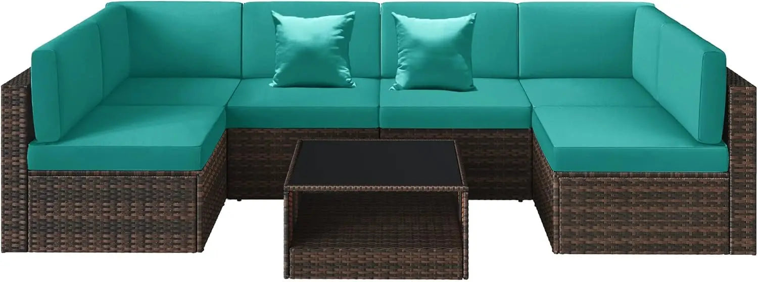 100% Waterproof Cushions Covers for Patio Outdoor Furniture, Sofa Cushion Covers with Zipper for 6-Seat Rattan Wicker Sectional - Primeshoppers