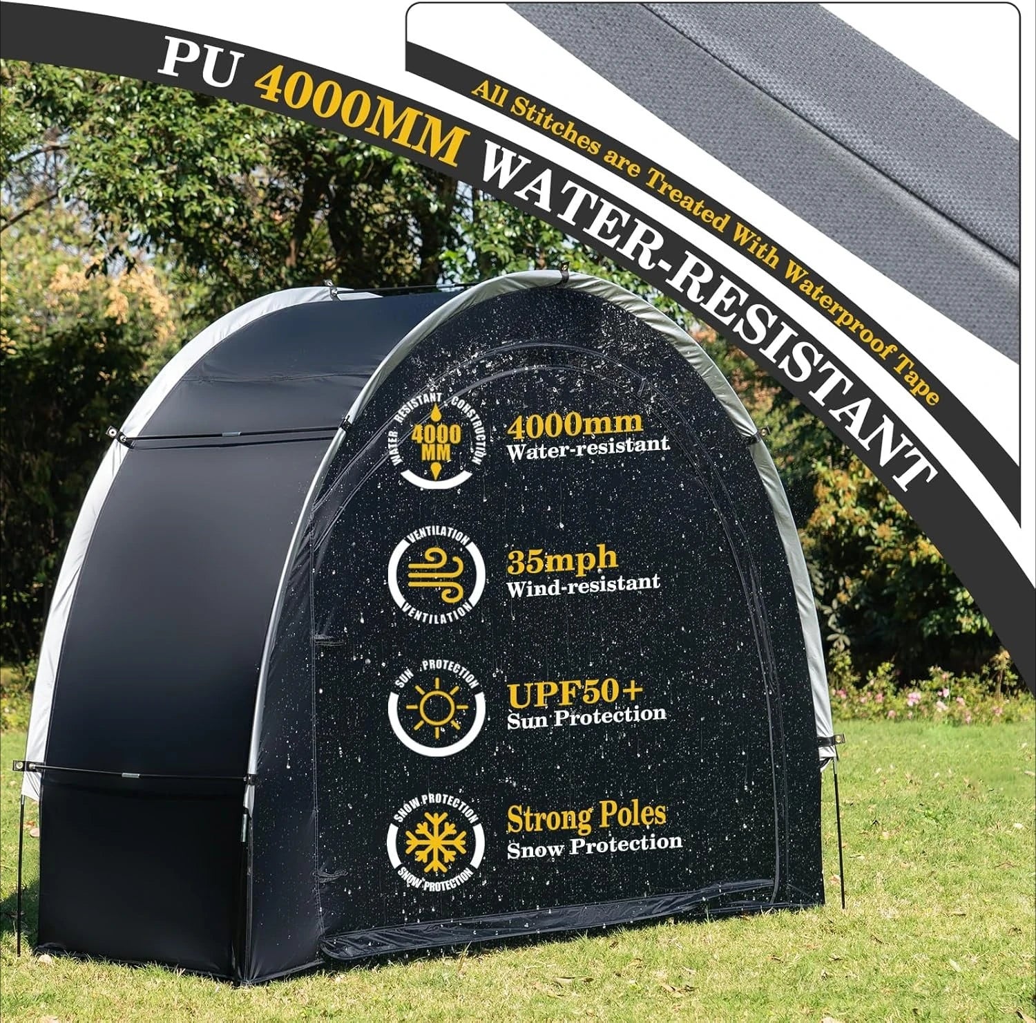 Bike Storage Shed Tent,Outdoor Portable Bicycle Storage Sheds with 210D Oxford Fabric PU4000 Waterproof for 2/3/4/6/8 Bikes