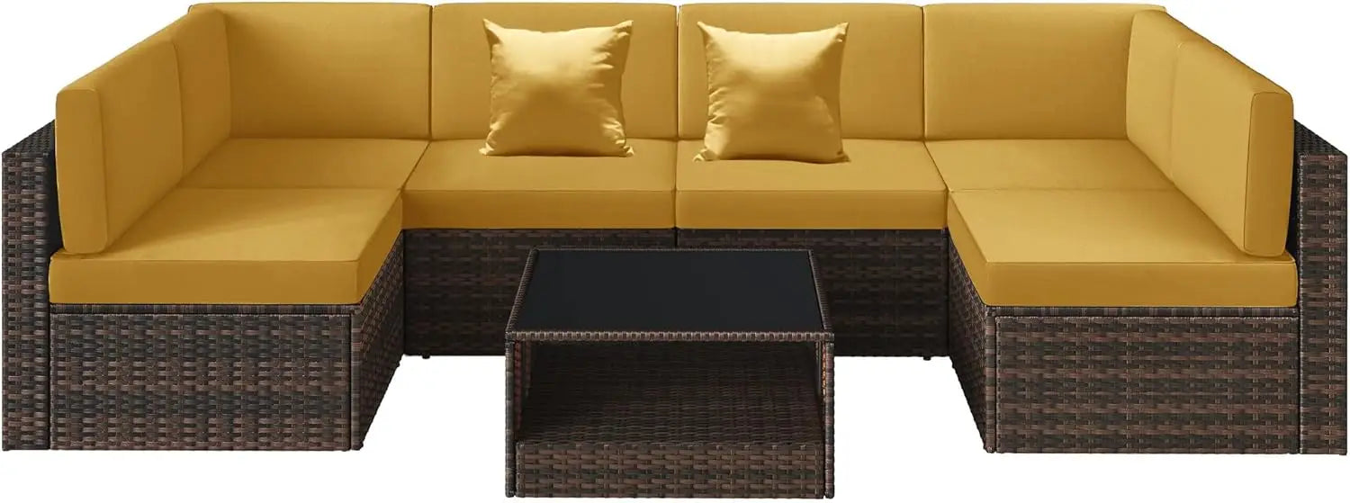 100% Waterproof Cushions Covers for Patio Outdoor Furniture, Sofa Cushion Covers with Zipper for 6-Seat Rattan Wicker Sectional - Primeshoppers