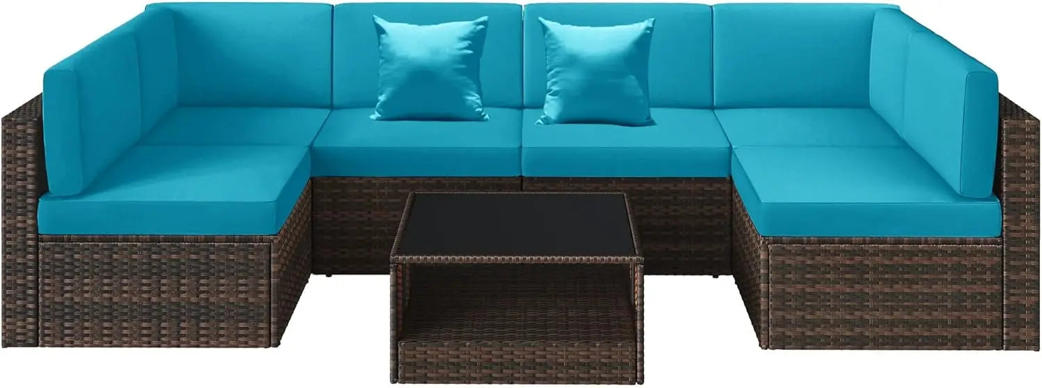 100% Waterproof Cushions Covers for Patio Outdoor Furniture, Sofa Cushion Covers with Zipper for 6-Seat Rattan Wicker Sectional - Primeshoppers