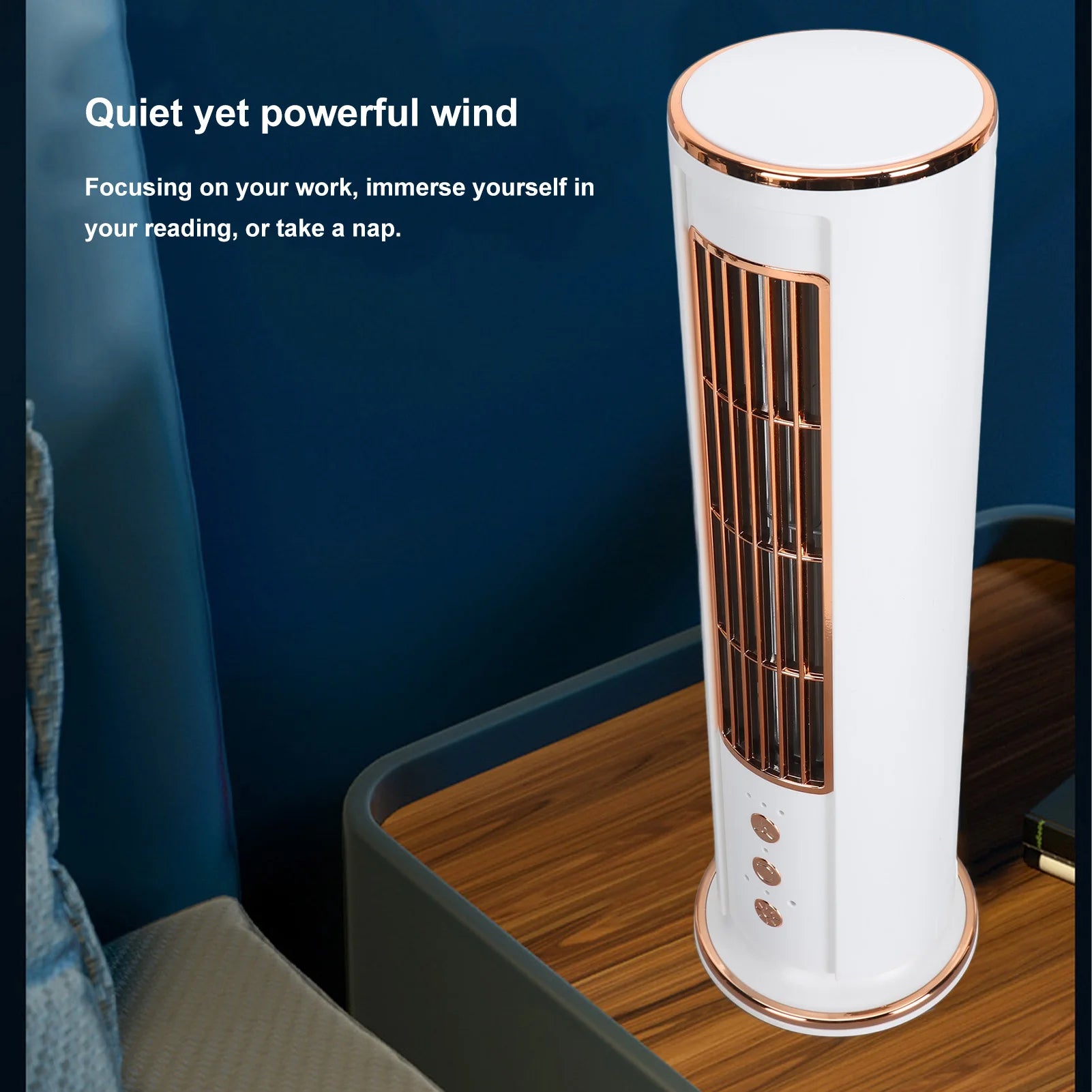 Summer Bladeless Desktop Fan Portable USB Rechargeable 3 Speed Wind Tower Fan with Remote Control for Home and Office - Primeshoppers