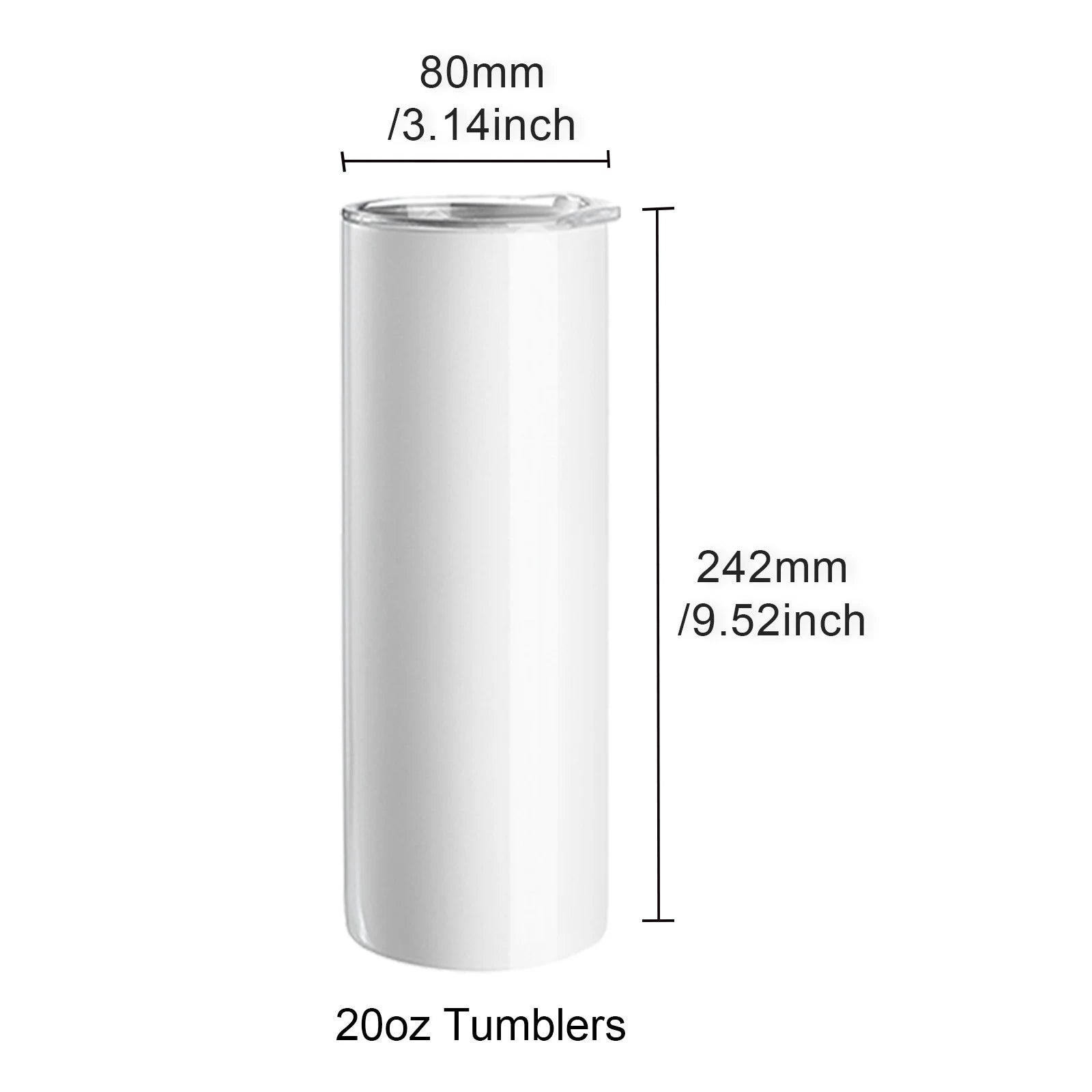 VEVOR 8/12/14/16/24/50PC Straight Sublimation Tumblers Blank Tumbler Bulk Stainless Steel Double Wall Tumbler Cups Heat Transfer