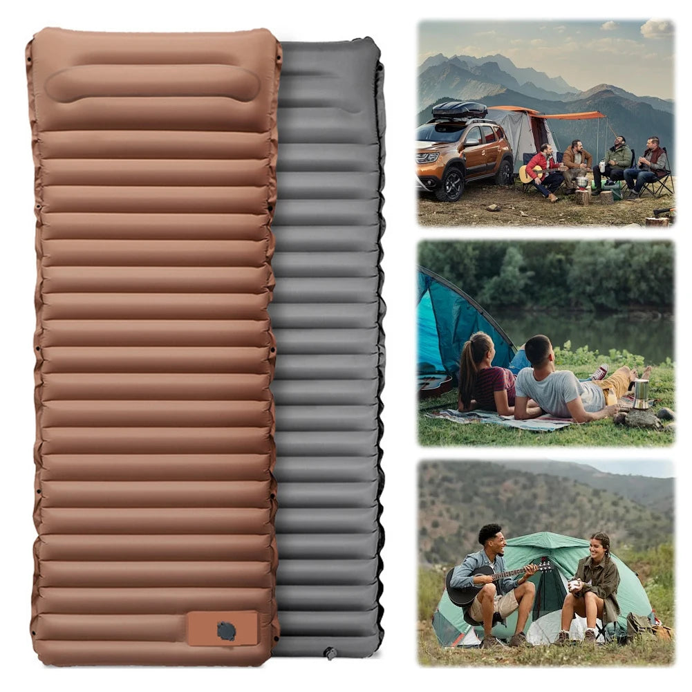 10cm Self-Inflating Sleeping Mat with Foot Pump & Pillow Ultralight Camping Mat Waterproof Camping Air Mattress for Outdoor Use - Primeshoppers
