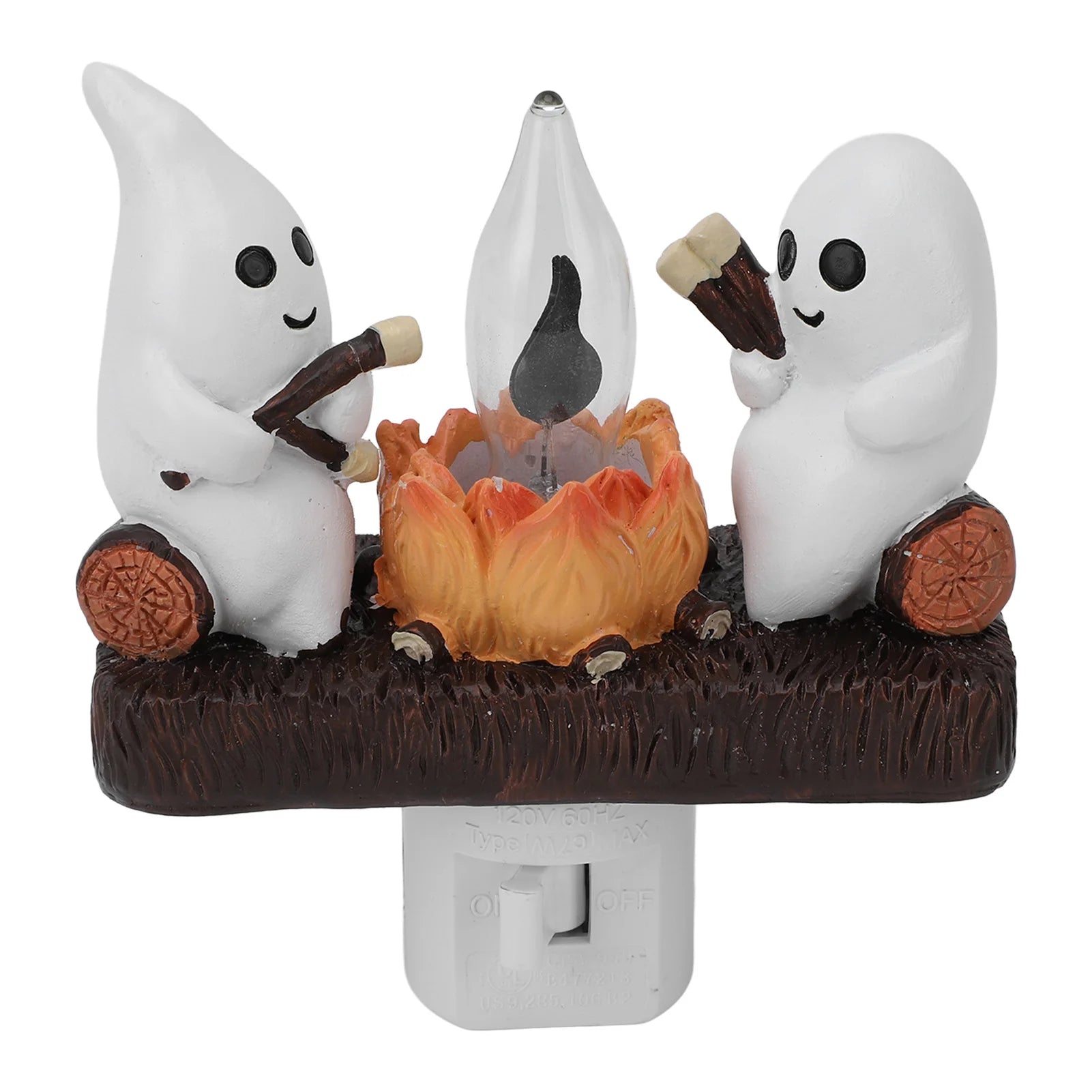 Ghost Campfire Flickering Night Light Resin Ghost Nightlight Energy Saving Flashing Flaming Decoration Spooky for Bedroom