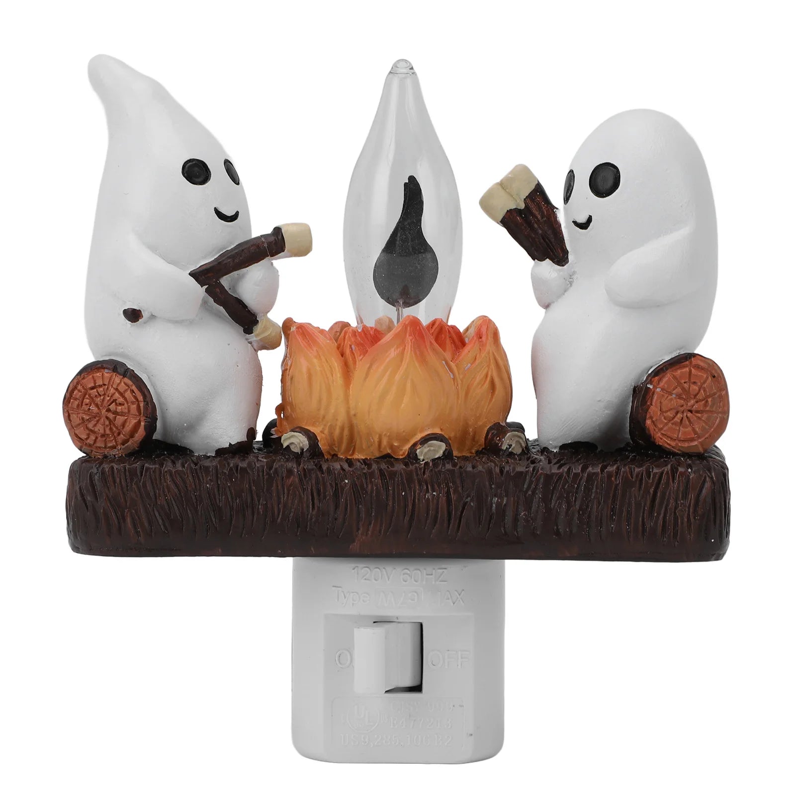 Ghost Campfire Flickering Night Light Resin Ghost Nightlight Energy Saving Flashing Flaming Decoration Spooky for Bedroom