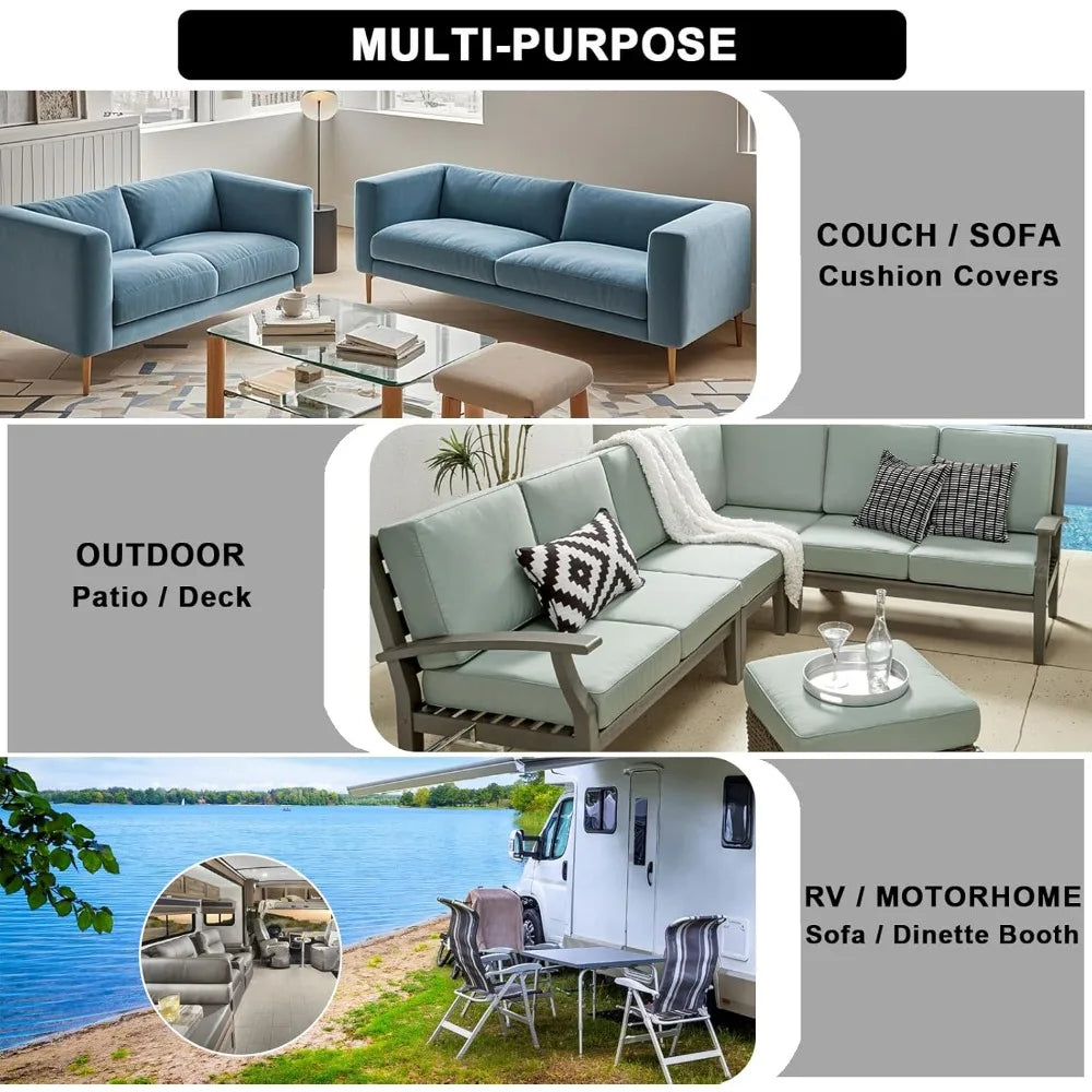 100% Waterproof Cushions Covers for Patio Outdoor Furniture, Sofa Cushion Covers with Zipper for 6-Seat Rattan Wicker Sectional - Primeshoppers