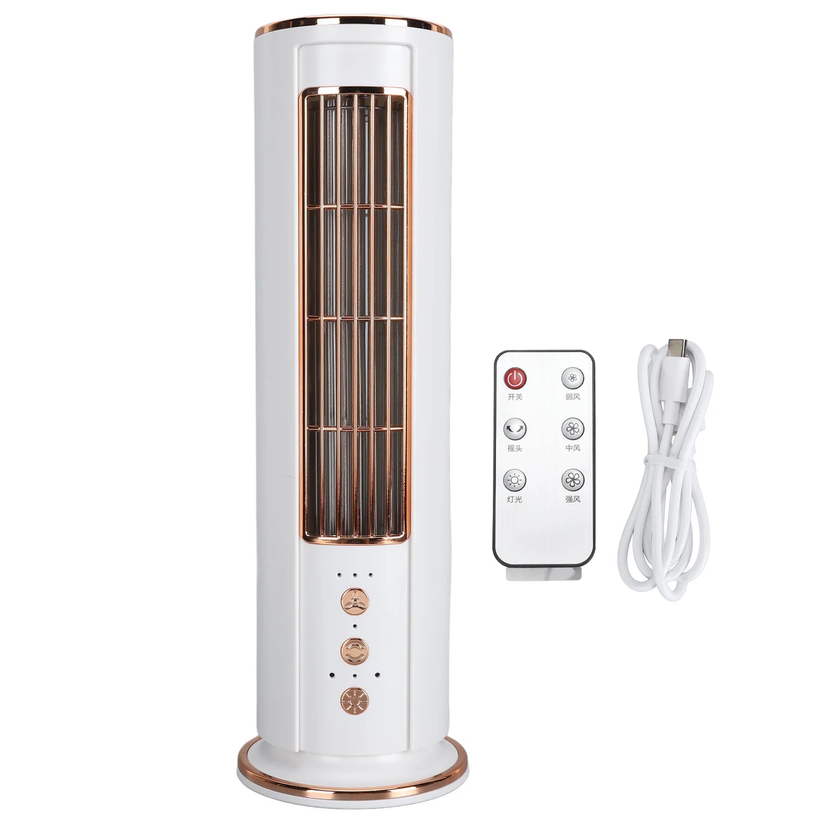 Summer Bladeless Desktop Fan Portable USB Rechargeable 3 Speed Wind Tower Fan with Remote Control for Home and Office - Primeshoppers