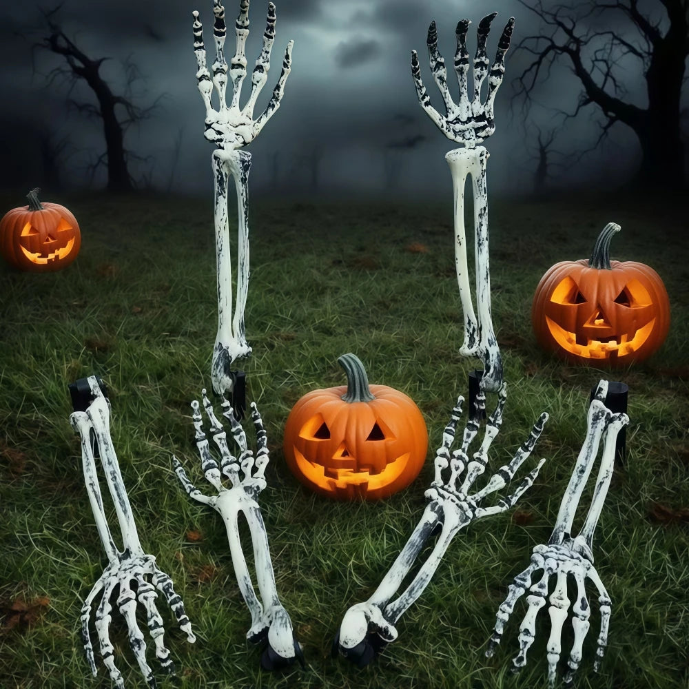 2/4 Pcs Simulated Hand Bone Skeleton Courtyard Insert for Halloween Ghost Festival Horror Party Bar Home Outdoor Decoration