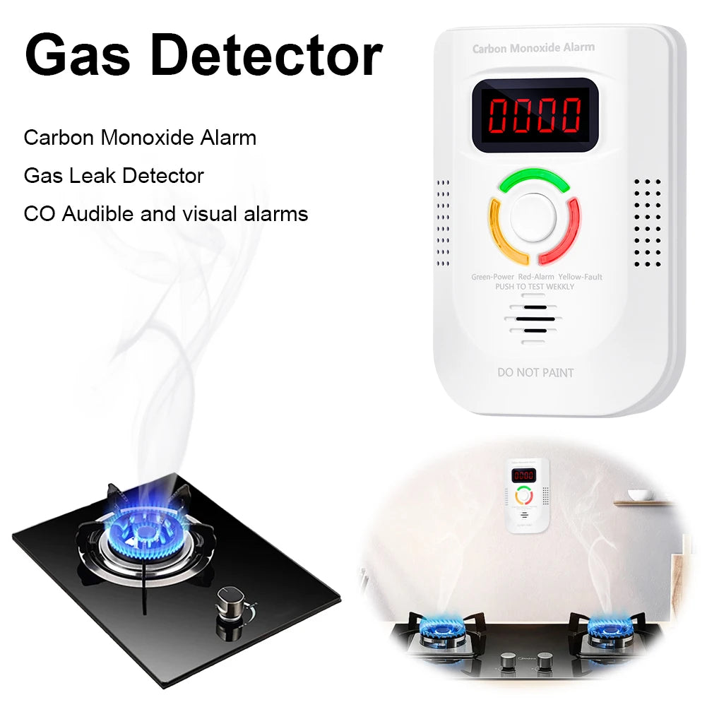 Home Security Combustible Gas Leakage Sensor LPG Propane Butane Methane Natural Gas Detector CO Carbon Monoxide Alarm Fireproof - Primeshoppers