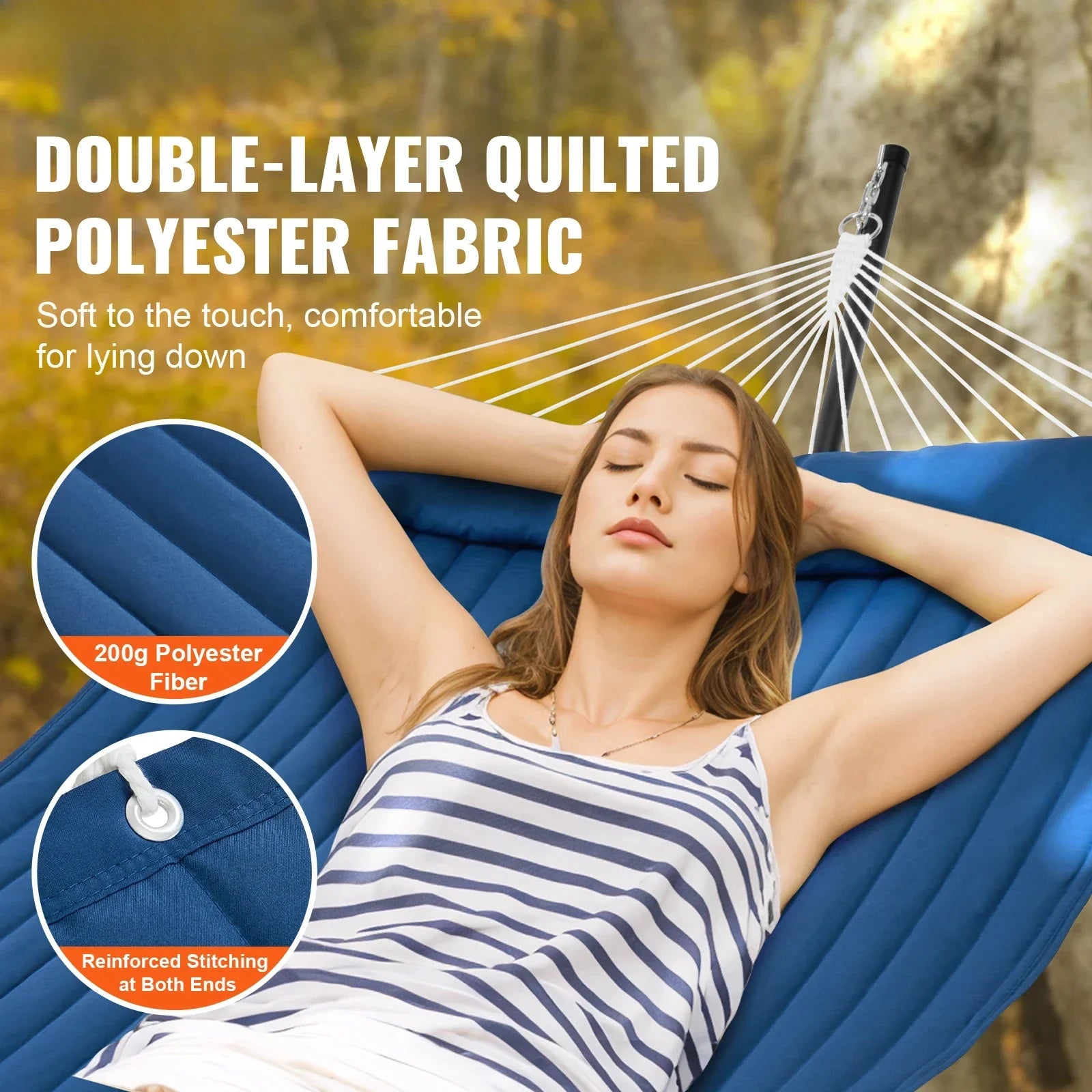 Two Person Hammock with Stand Included Double Hammock with Curved Spreader Bar and Detachable Pillow and Portable Bag