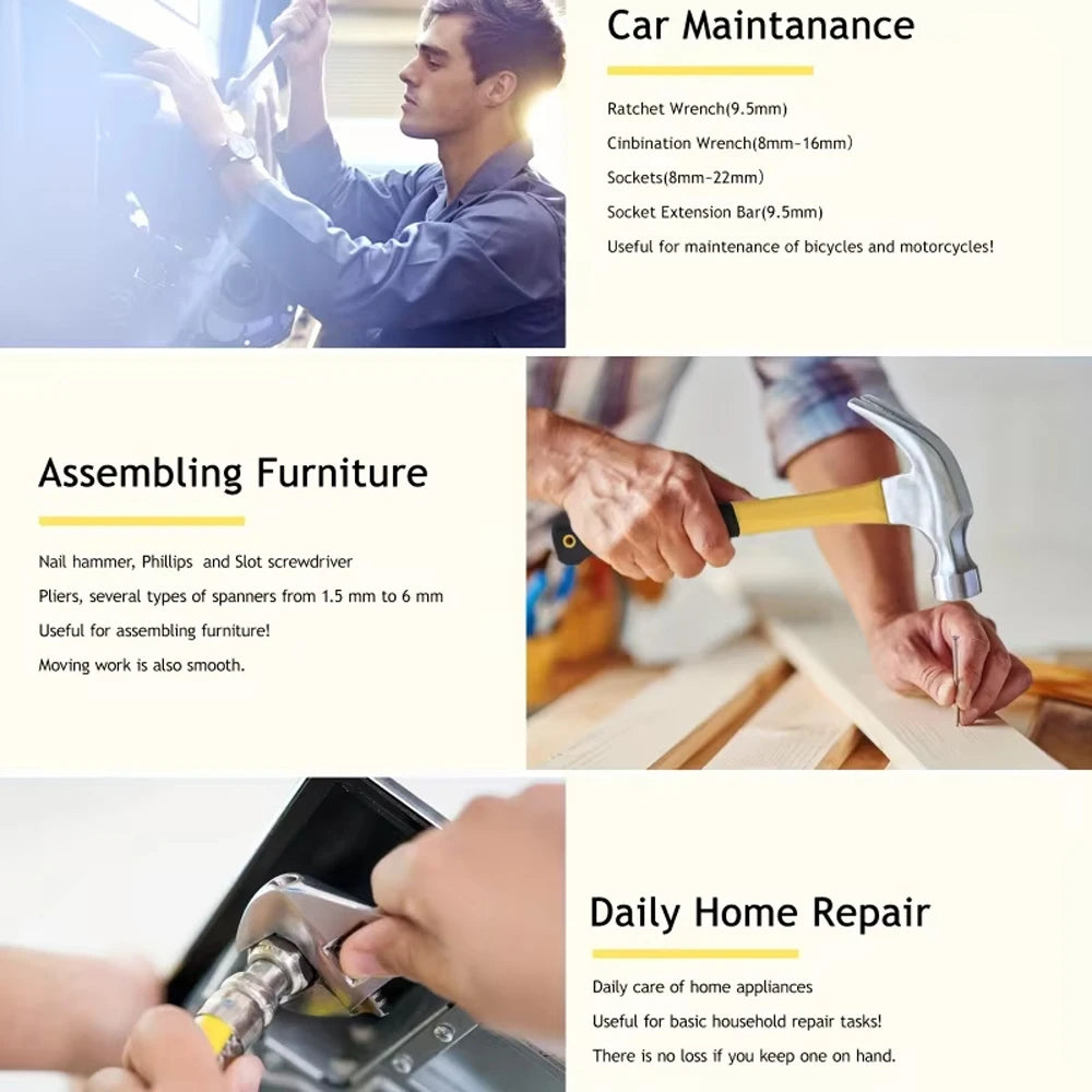 108 Pcs/set Acmount Tool Kit  Home Tool Kit DIY Household Tool Sets for Home Repair and Maintenance