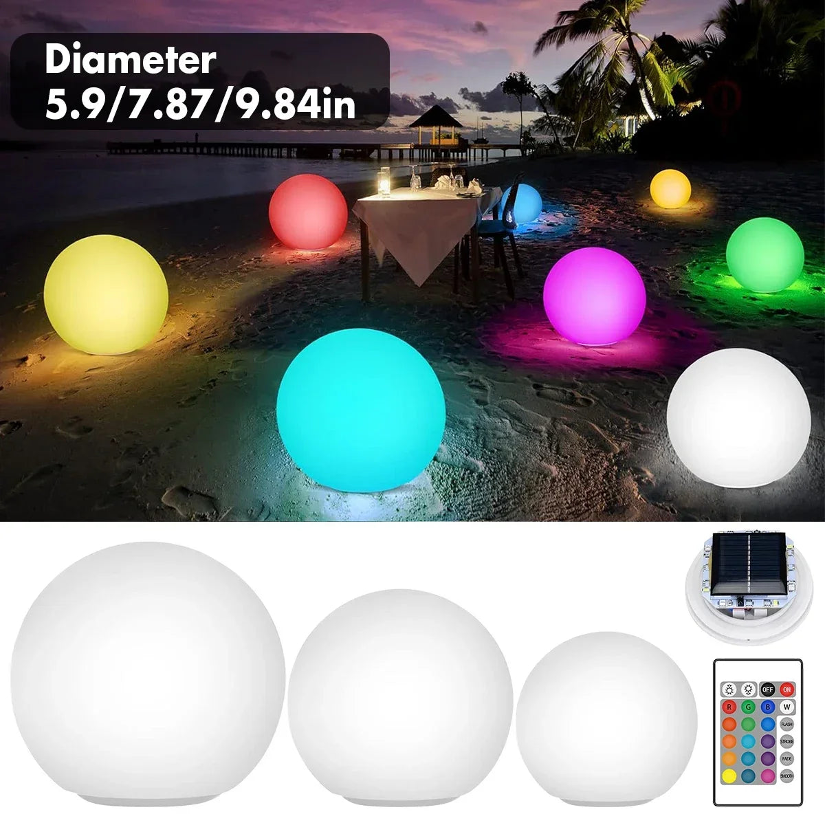 Solar Light Round Mood Lights Lamp Waterproof IP67 Lamps 16 Multicolor LED Outdoor Camp For Party Festival Garden Yard Outside