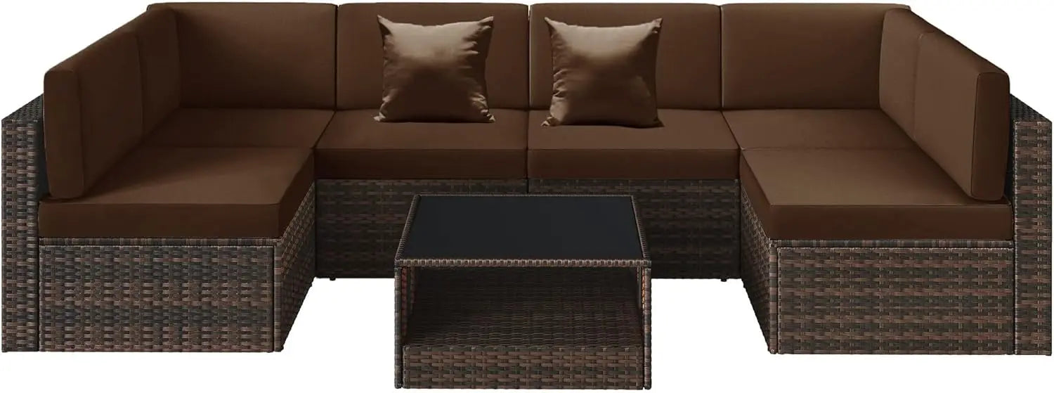 100% Waterproof Cushions Covers for Patio Outdoor Furniture, Sofa Cushion Covers with Zipper for 6-Seat Rattan Wicker Sectional - Primeshoppers