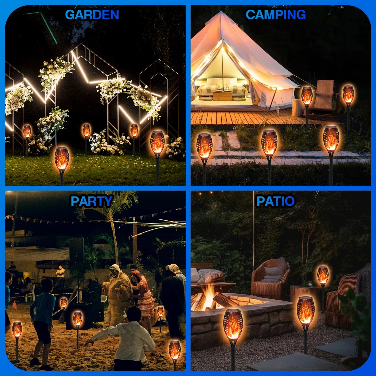 Solar Lights Outdoor LED 4/6/812Pcs Solar Torch Lights with Flickering Flame Waterproof Garden Decoration Lawn Path Yard Patio