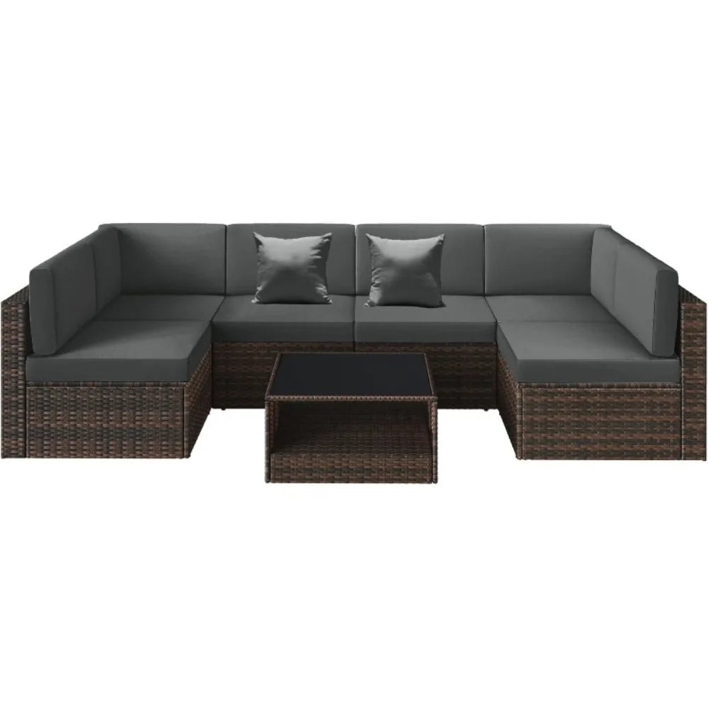 100% Waterproof Cushions Covers for Patio Outdoor Furniture, Sofa Cushion Covers with Zipper for 6-Seat Rattan Wicker Sectional - Primeshoppers