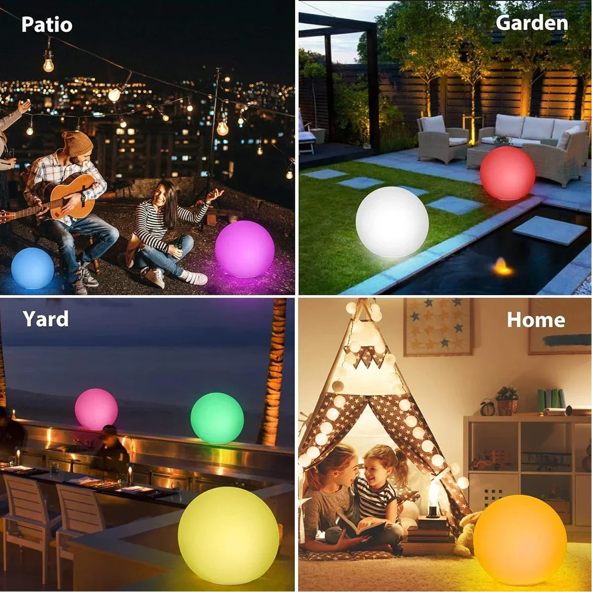 Solar Light Round Mood Lights Lamp Waterproof IP67 Lamps 16 Multicolor LED Outdoor Camp For Party Festival Garden Yard Outside