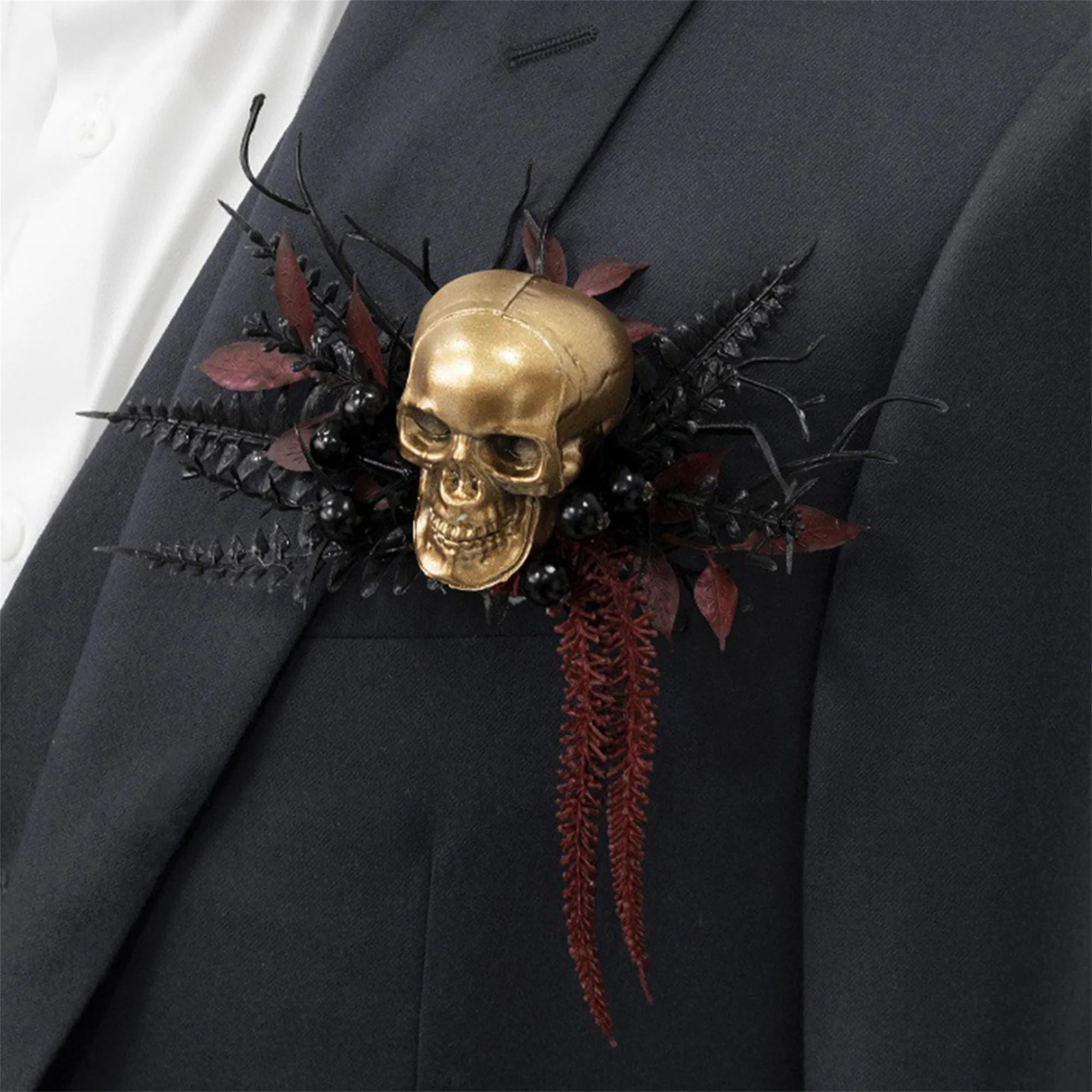 Gothic Black Lace Wedding Garter Set with Spooky Skull Design and Dark Halloween Theme for Bride and Groom