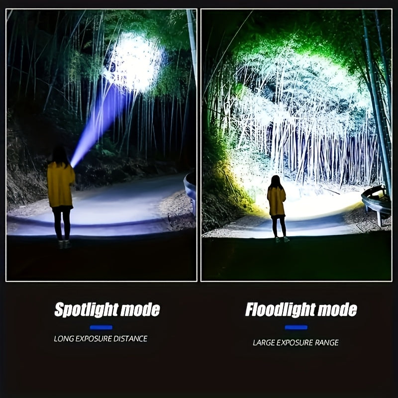 1 Piece Outdoor Super Bright LED Flashlight Rechargeable Home Strong Handheld Flashlight With COB Tail Light Multiple Lighting Modes Suitable For Camping Maintenance Fishing Emergency Situations Outdoor Activity Lighting - Primeshoppers